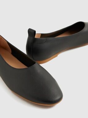 Quince Italian Leather  Glove Ballet Flat Black Shoes NEW W/BOX